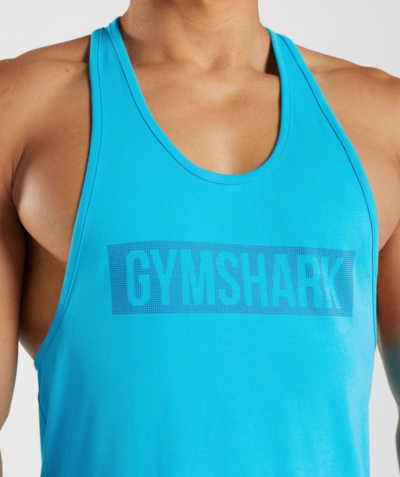 Men's Gymshark Block Stringer Tanks Turquoise | CA 0N5A86